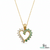 Green Emerald and White Diamond Open Heart Gold Pendant &\- Two Tone Pendant