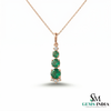 Fine Jewelry Three Stone Emerald ; Diamond Drop Pendant