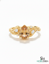 Pear Cut Citrine & Diamond Twist Ring in 14k and 18k Gold Elegant Gemstone Ring