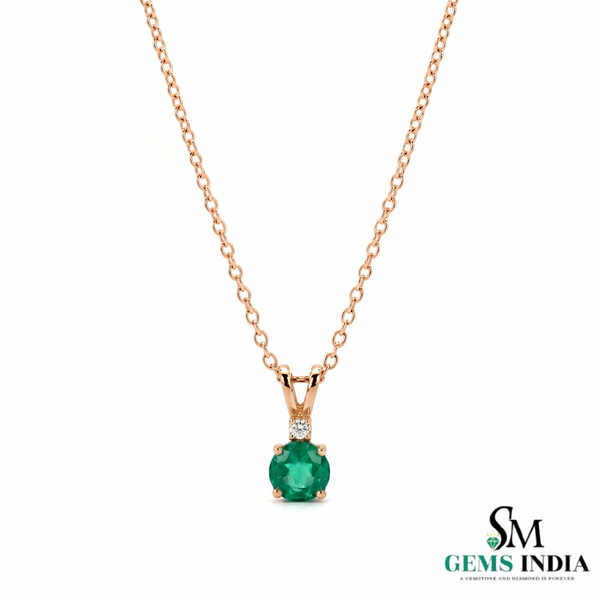Round Cut Emerald Diamond Pendant Necklace – Minimalist Fine Jewelry