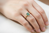 14k Solid Gold Emerald Ring: Octagon Solitaire Design - May Birthstone Ring
