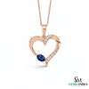 Oval shape Blue Sapphire & Diamond Heart Pendant - Fine Gold Jewelry