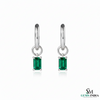 Emerald Cut Emerald Drop Hoop Earrings in Gold – Dainty Emerald Huggie Earrings