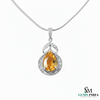 Teardrop Natural Citrine Pendant with Diamond Frame