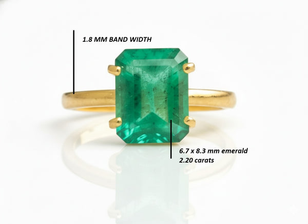 2.20 Carats Emerald Cut Natural Emerald Solitaire Ring For Women Anniversary Gift