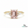 Emerald Cut Morganite & Diamond Engagement Ring in 14k and 18k Gold