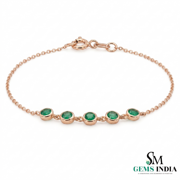 Elegant Round Fine Green Emerald Fine Chain Jewelry - Elegant Gift For Her