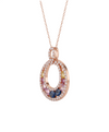 Rainbow Multicolor Oval Gemstone Pendant in 18k Gold