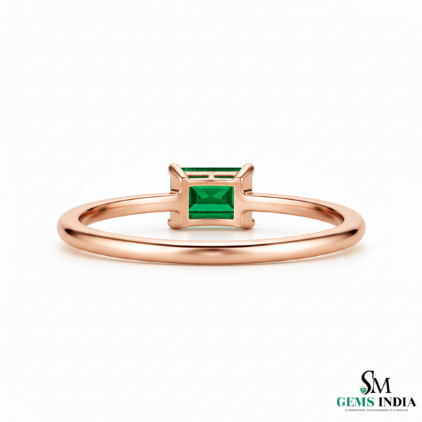 Emerald Cut Green Emerald Solitaire Ring – Minimalist Classic Fine Jewelry Engagement Style