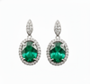 Vintage-Inspired Oval shape Natural Emerald Diamond Halo Earrings