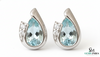 Pear Cut Aquamarine Diamond Stud Earrings in 14k and 18k Gold – March Birthstone