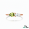 Natural Peridot and Moissanite Two-Stone Ring - Toi et moi ring