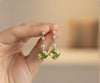 Cushion Cut Natural Peridot Diamond Dangle Earrings