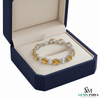 Elegant Oval Citrine Diamond Bracelet -Diamond Link Bracelet