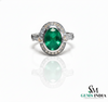 Elegant Oval Cut Natural Emerald Promise Ring with Sparkling Diamonds Accent