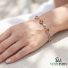 Natural Cushion Cut Citrine Halo Bracelet - Fine Gemstone Tennis Bracelet for Women