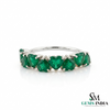 Heart Emerald Wedding Band Ring - Romantic Gemstone Band