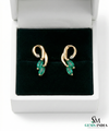 Marquise Emerald & Diamond Accent Curved Stud Earrings