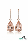 Classic Pear Cut Morganite Dangle Earrings with Diamond Accent
