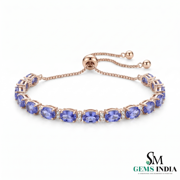 Tanzanite & Diamond Tennis Bracelet - Handmade Fine Jewelry for Women