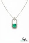 Octagon Emerald Green Gemstone Pendant For Woman - Gift for Her