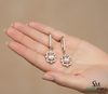 Floral Morganite Diamond Drop Earrings - Luxury Gemstone Earrings