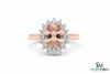 Luxury Oval Morganite Halo Ring with Diamonds - Blush Pink Engagement Ring