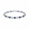 Blue Sapphire & Diamond Flower Bracelet in 14k and 18k Gold – Elegant Women’s Bracelet