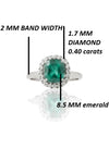 Cushion Cut Natural Emerald 2 carat Engagement Ring in 14K Gold Minimalist Fine Jewelry