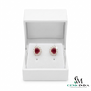 Round Ruby Halo Stud Earrings with Diamonds - Elegant Ruby Gold Stud Earrings