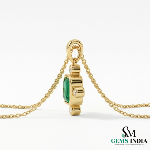 Natural Emerald Octagon Pendant Necklace - Elegant Daily Wear Necklace