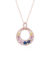 Rainbow Multicolor Oval Gemstone Pendant in 18k Gold