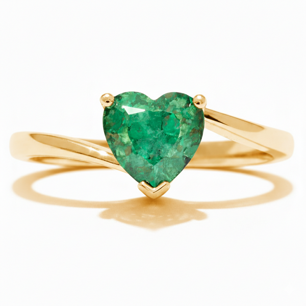 Heart Shape Natural Emerald Ring – Minimalist Solitaire Emerald Promise Ring