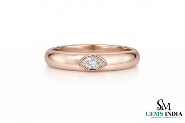 Bezel Set Marquise Lab Diamond Ring - Minimalist Lab Grown Diamond Band