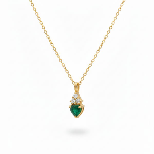 1.90 carat Natural Emerald Heart Pendant with Diamond Accents in 14k Gold