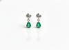 1.90 carat Pear Shape Natural Emerald and Diamond 14k Gold Stud Earrings