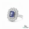 Natural Emerald Cut Tanzanite Ring with Diamonds – Vintage Elegance
