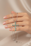 2.80 carat 14k Solid Gold Cross Pendant Round Natural Emerald Faith Jewelry Gift