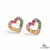Round Luxury Multi Color Sapphire Open Heart Stud Earrings - Luxury Heart Earrings