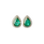 Natural Emerald Teardrop Halo Stud Earrings in 14k gold Fine Gold Jewelry