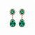 Natural Emerald Diamond Dangle Earrings: 18K Gold Pear Oval Green Gemstone Jewelry