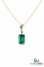 Elegant Emerald Birthstone Pendant for Women-Baguettes Green Emerald & Diamond Pendant