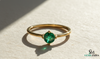 Round Emerald Solitaire Ring – Minimalist Natural Green Emerald Promise Ring