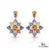 Oval shape Starburst Multicolor Gemstone Star Earrings – Vibrant Statement Dangle Design
