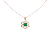 Round Natural Emerald Blossom Pendant Necklace in Gold Elegant Floral Design Jewelry Gift