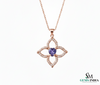Natural Heart Cut Tanzanite Diamond Flower Pendant