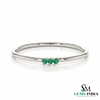 Elegant Three Emerald Ring - Dainty Minimal Silver Stacking Ring