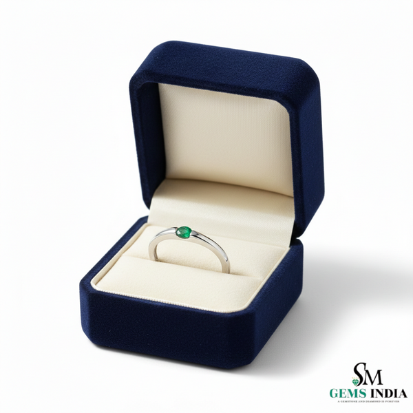 Minimalist Oval Emerald Solitaire Ring - Emerald Engagement Ring