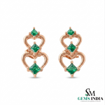 Princess Cut Emerald Heart Earrings in Gold – Romantic Jewelry