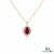 Vintage Style Oval Cut Natural Ruby and Diamond Halo Pendant in 18k Gold
